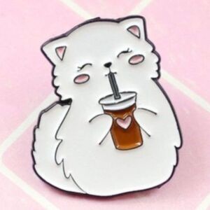 Kawaii Cat Boba Love Enamel Pin!